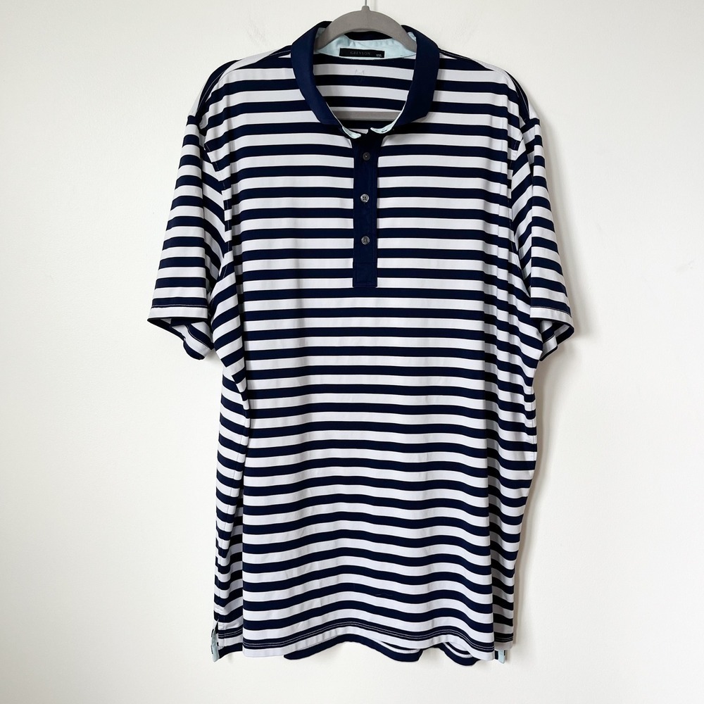 Striped Navy and White Polo Shirt - Men